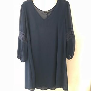 Navy Blue Polyester Dress